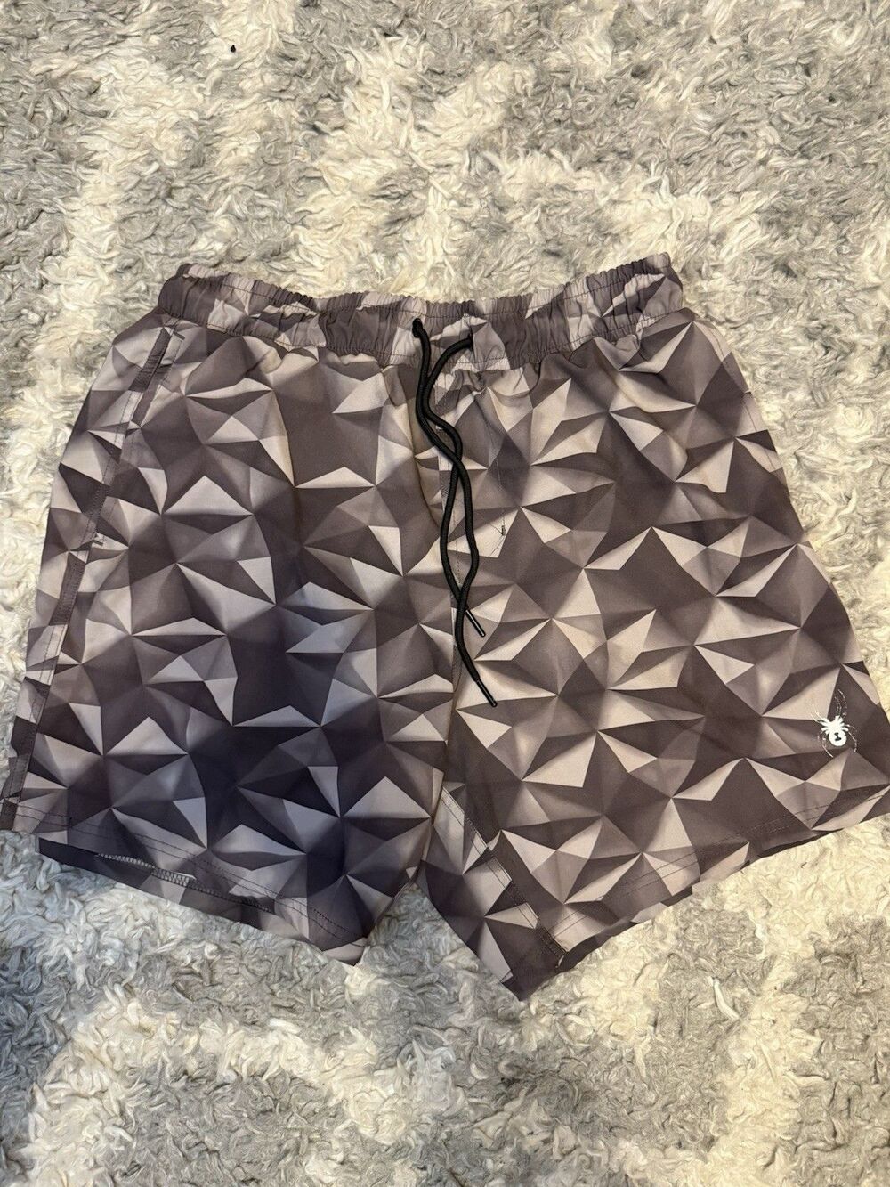 Spyder Swim Shorts Mens Large Black Grey Geometric No Liner Quick Dry